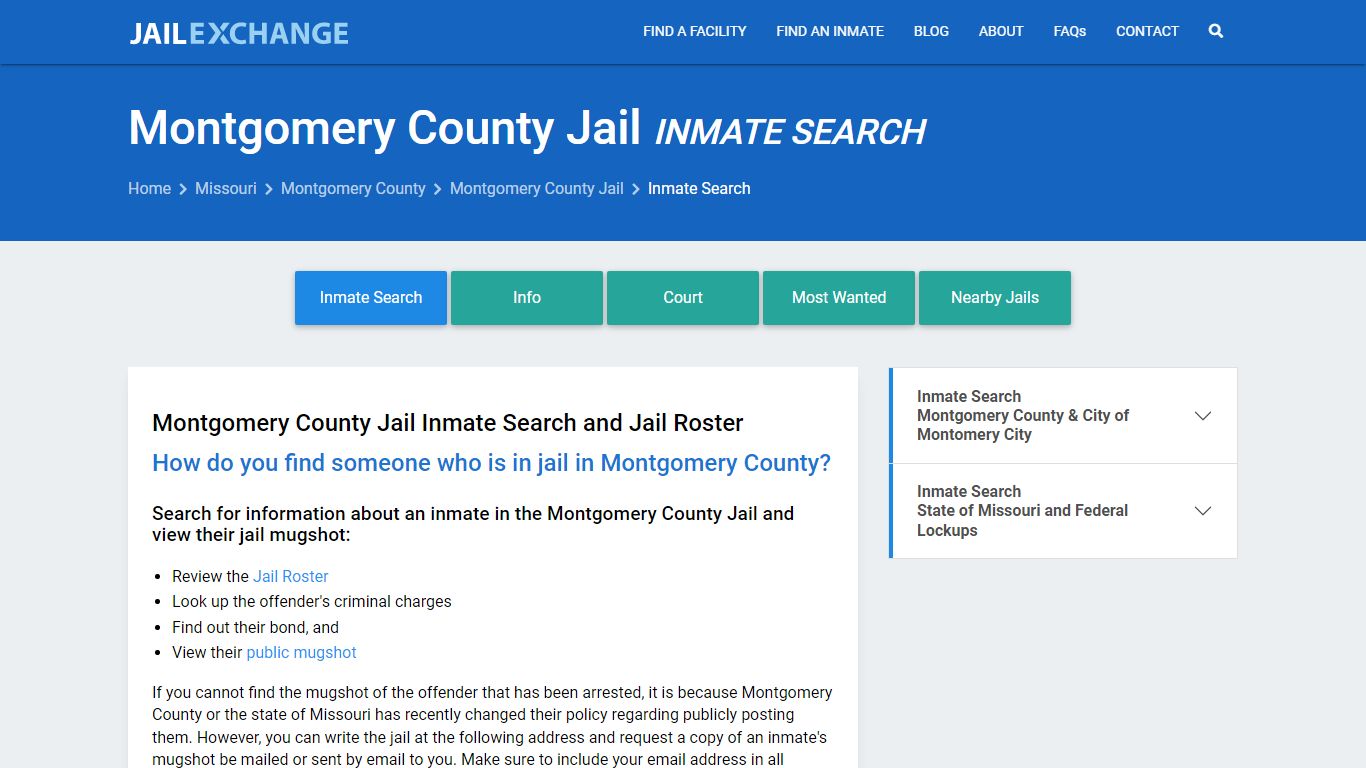 Inmate Search: Roster & Mugshots - Montgomery County Jail, MO